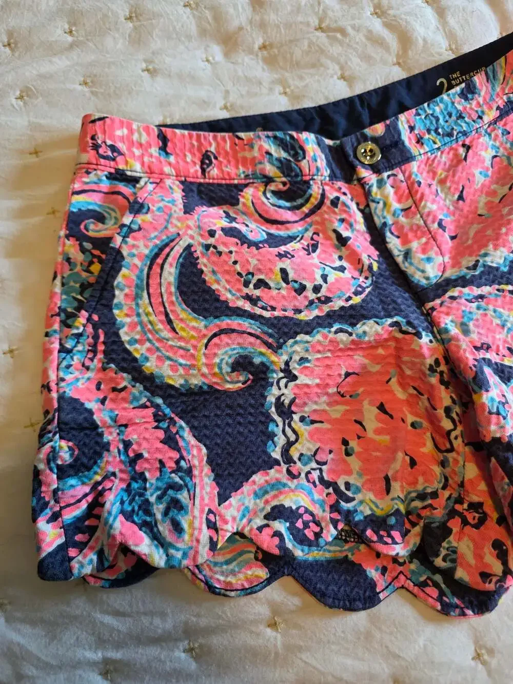 Lilly Pulitzer The Buttercup Short Size 2 Navy Floral Pattern